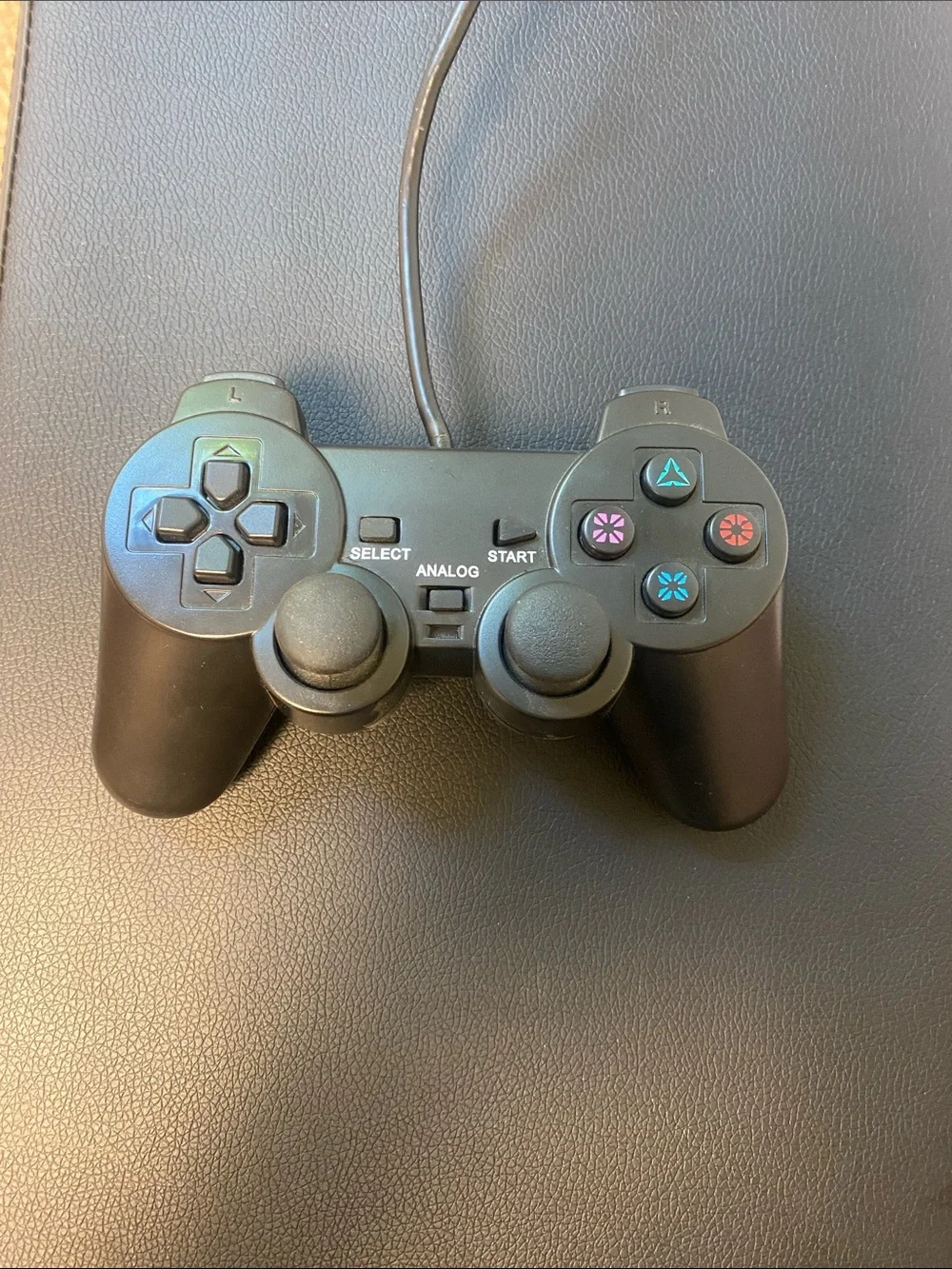 Black Wired Dual Analog Game Controller - Classic Design - PS2